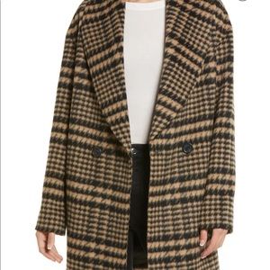 Avec Les Filles - plaid shawl collar coat - size M